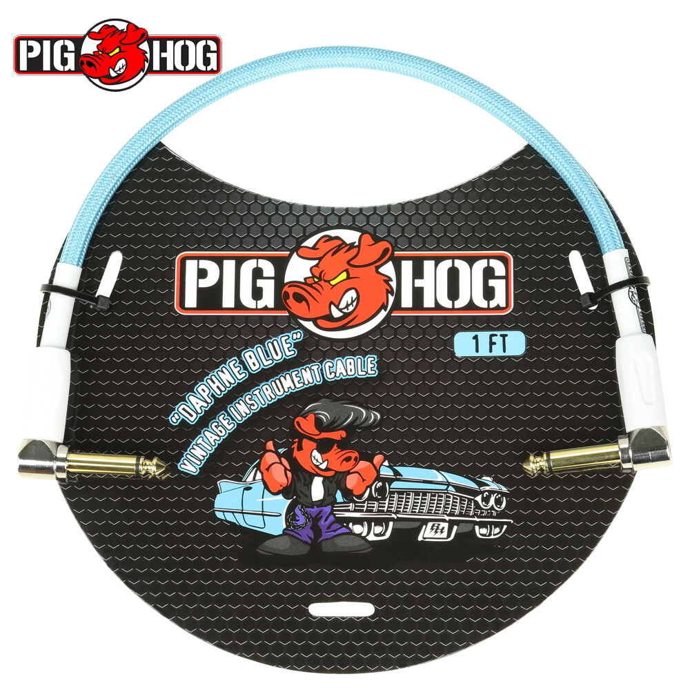 Pig Hog 1FT PCH1DBR 1/4" Patch Cable Right Angle Ends Daphne Blue