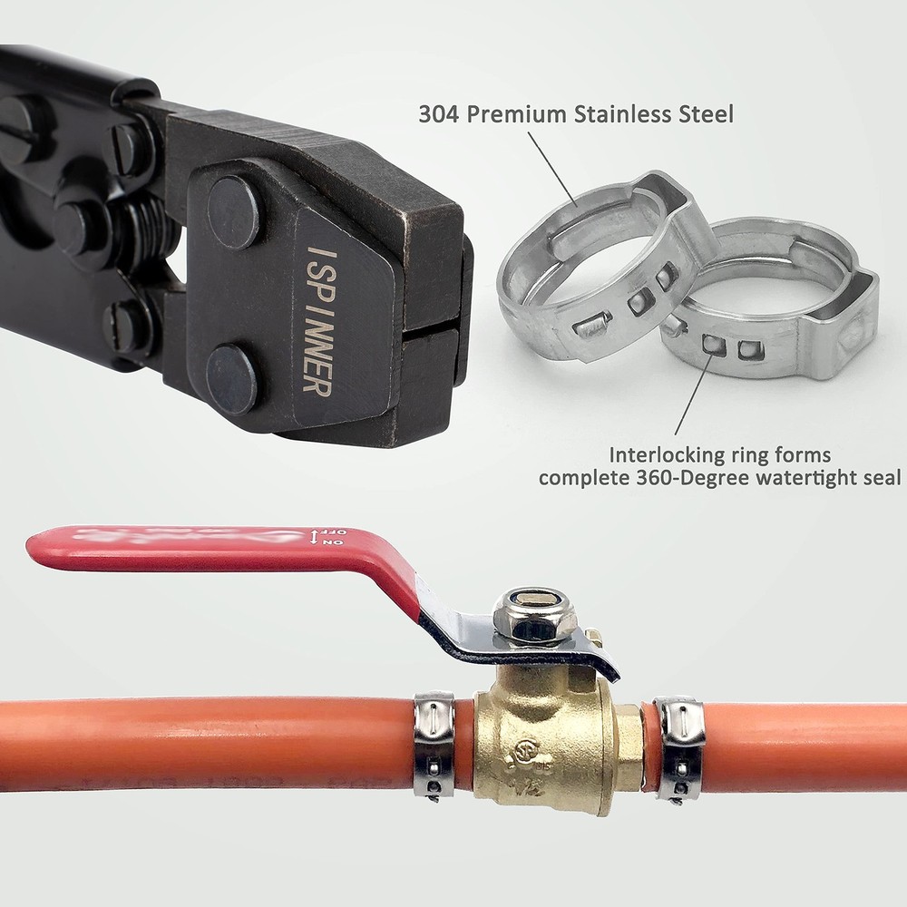 ISPINNER PEX Crimping Tool, Clamp Cinch Crimp Tool Crimper for Stainless Grey