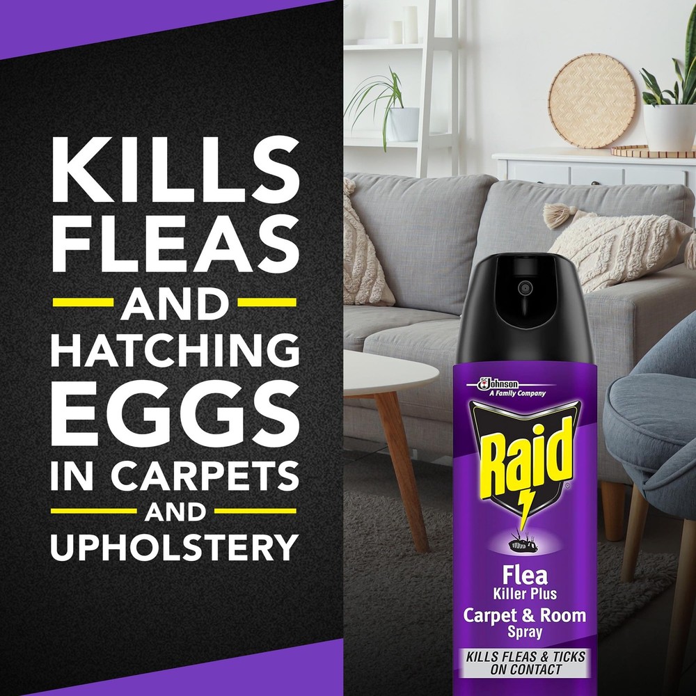 Raid Flea Killer Carpet & Room Spray, Kills hatching eggs for up to 4 months,...
