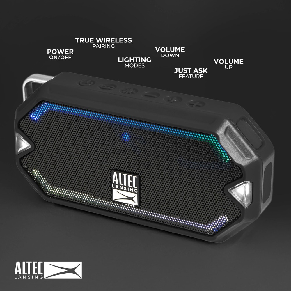 Altec Lansing - HydraMini Wireless Bluetooth Speaker, IP67 Waterproof Black
