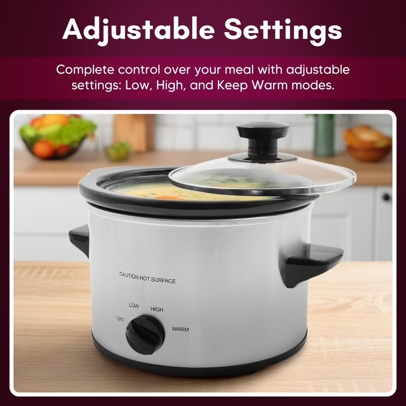 Cuisine MST525 1.5Qt. Mini Slow Cooker with Adjustable Settings and Keep Warm