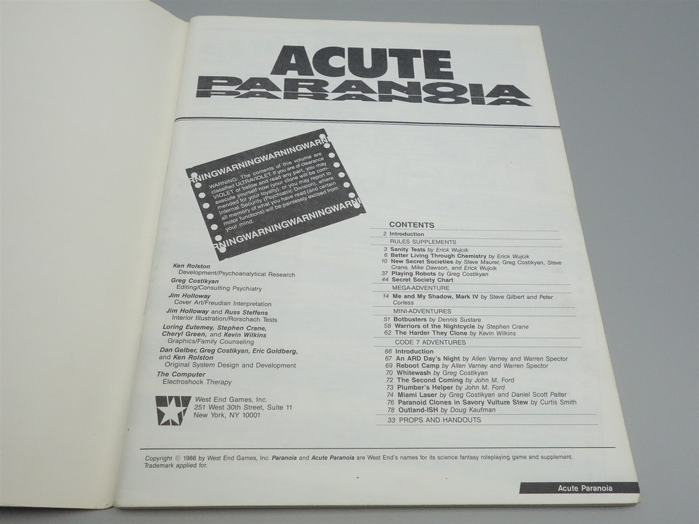 Acute Paranoia: Core Rulebook (West End Games)