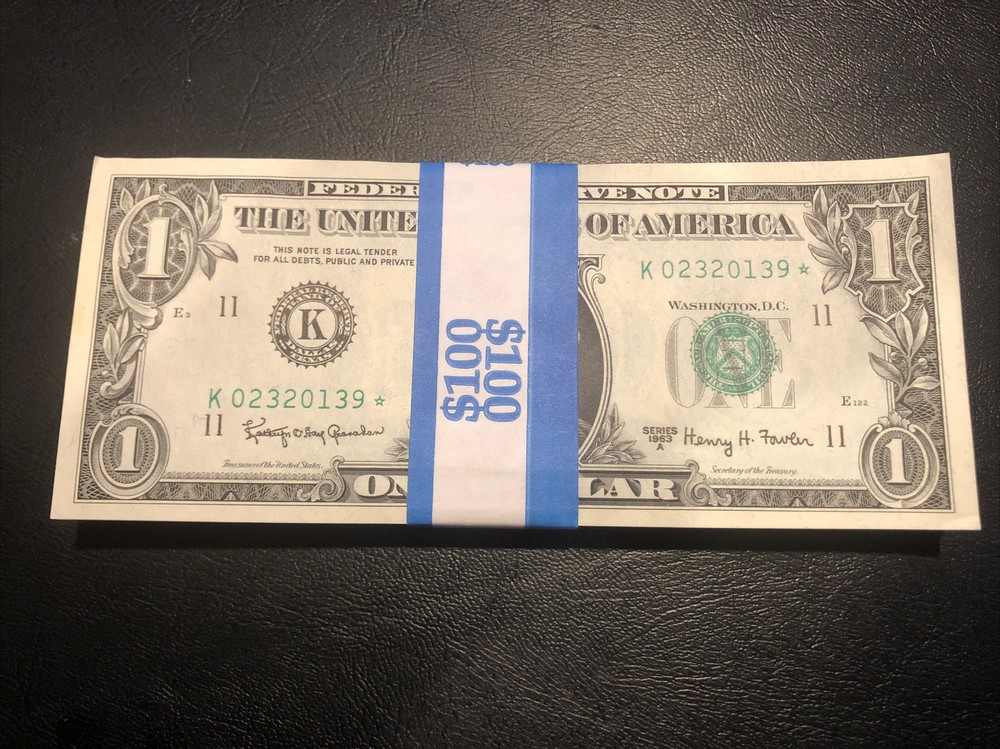 1963A One Dollar Star Bill Uncirculated Sequential Star Note ($1) UNC - 1 Note