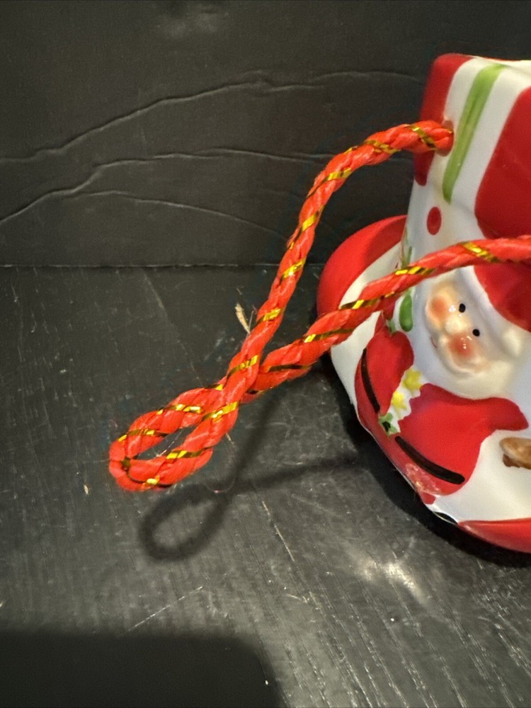 Ceramic Santa Boot Planter Candy Dish 4x3.5” East West Dist.