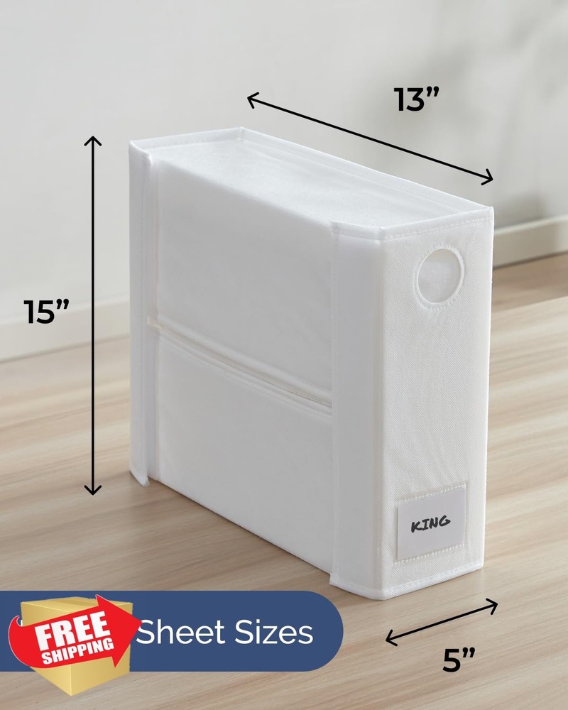 2 Sheet Organizers Foldable King Queen XL White Bedding Container
