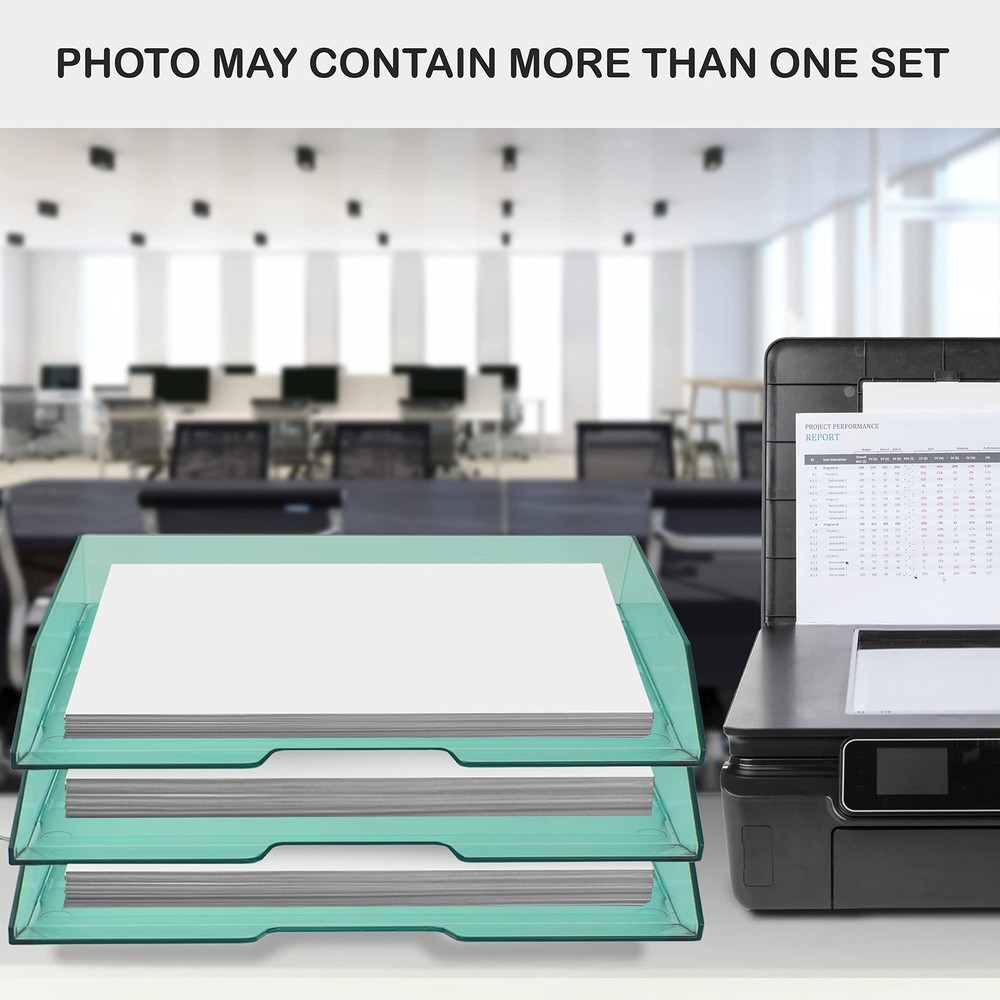 Stackable Letter Tray Single Side Load, Plastic, Desktop File Organizer (Clea...