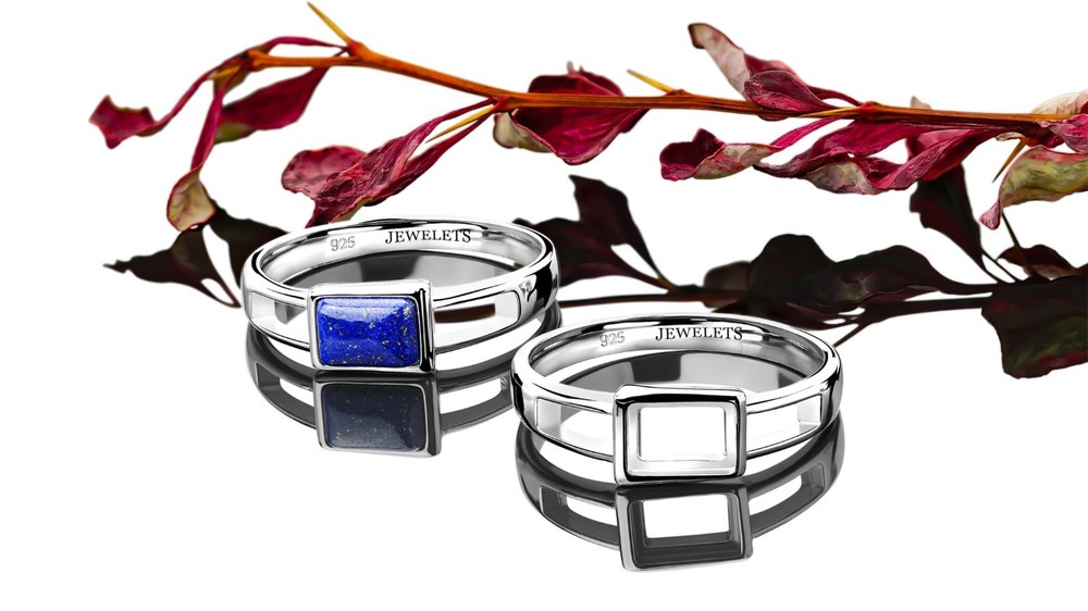 925 Sterling Silver Ring Blank – Rectangular 5x7mm Rhodium Plated Bezel Cup