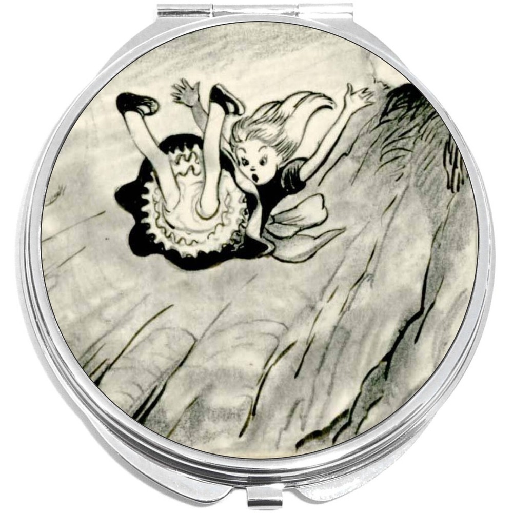 Alice Down the Rabbit Hole Compact with Mirrors - for Pocket or Purse