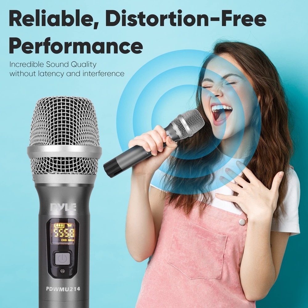 Pyle UHF Wireless Microphone System Kit - Dual Professional Battery Operated ...