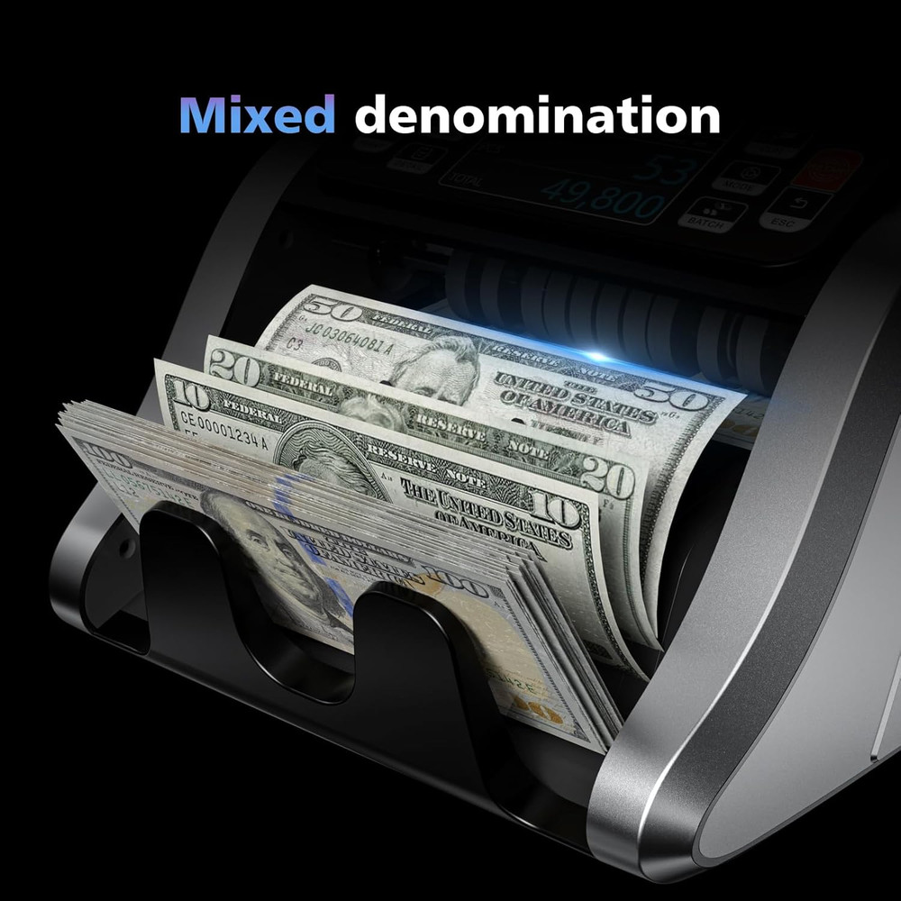 Mixed Denomination Money Counter with Dual Display & Counterfeit Detection