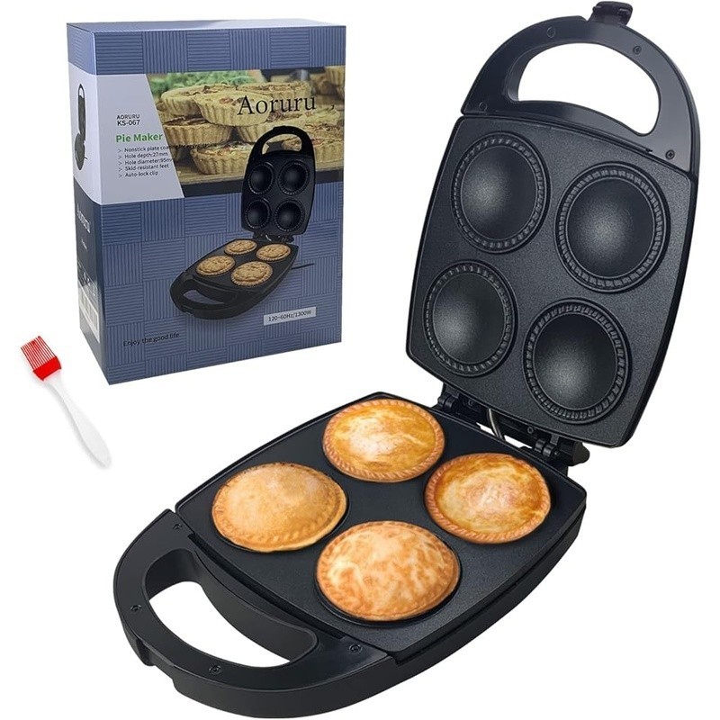 Mini Pie Maker Nonstick 4 Cup Quick Cooking Easy Clean Compact Kitchen Baker New