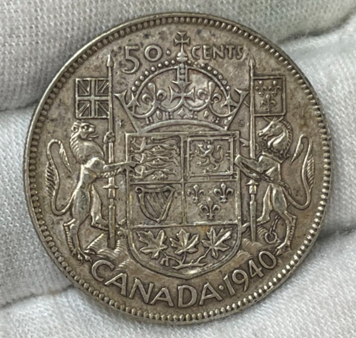 1940 Canada 50 Cents Silver Coin