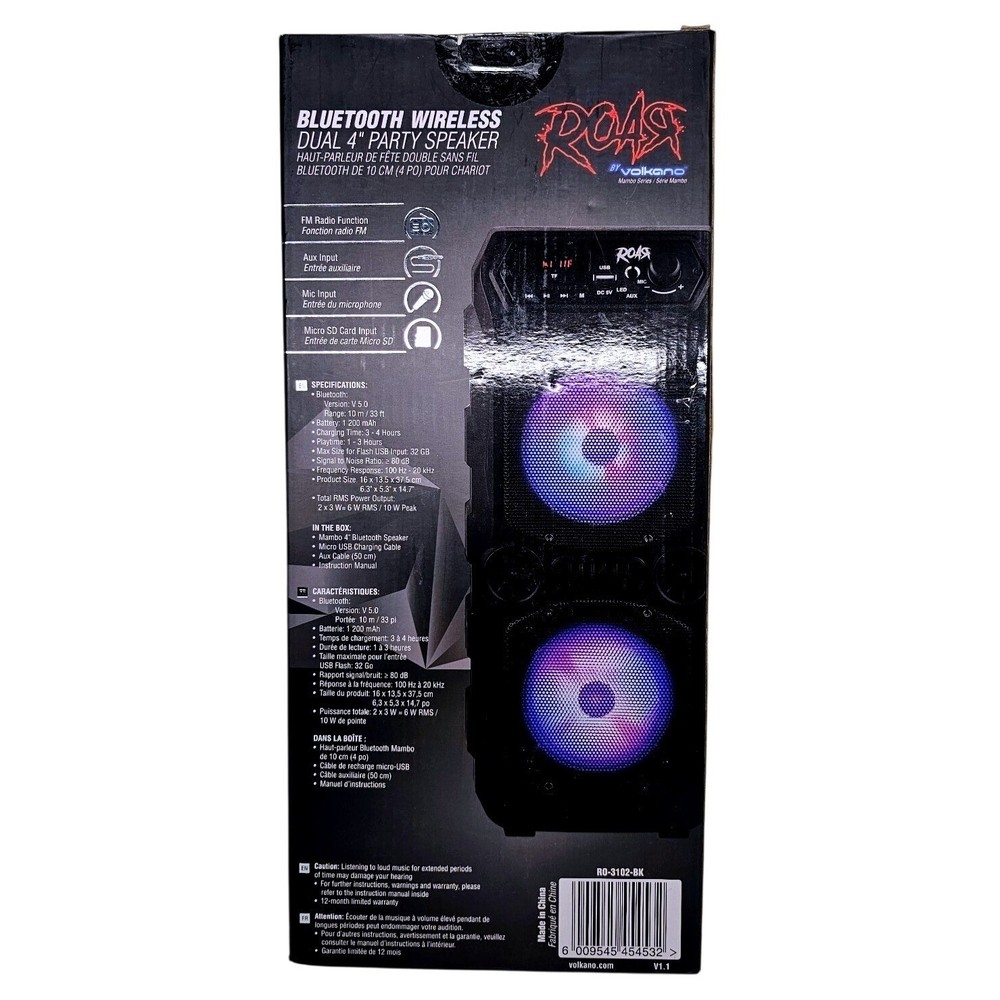 Portable Party Speaker Bluetooth Wireless Dual LED Light Rechargeable Karaoke FM