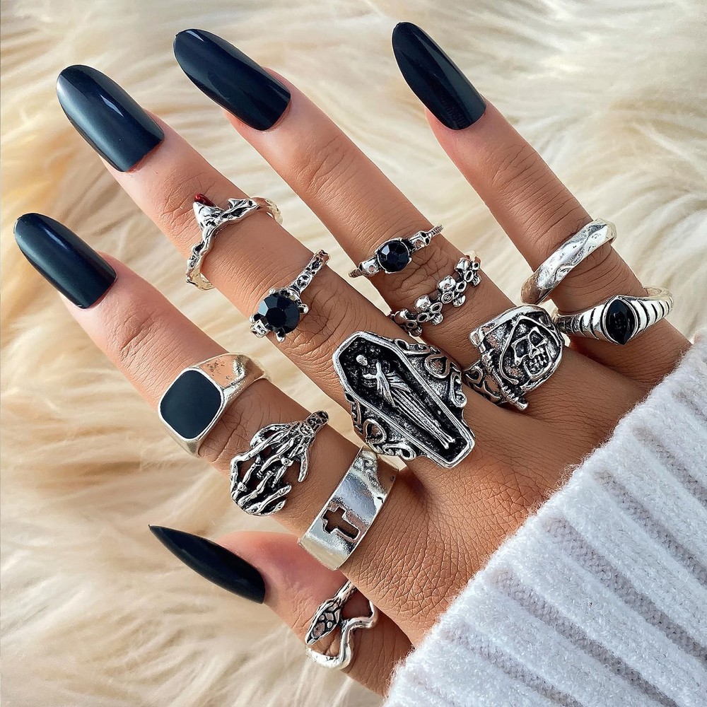 IFKM 25PCS Vintage Silver Knuckle Rings Set for Women, Stackable Joint