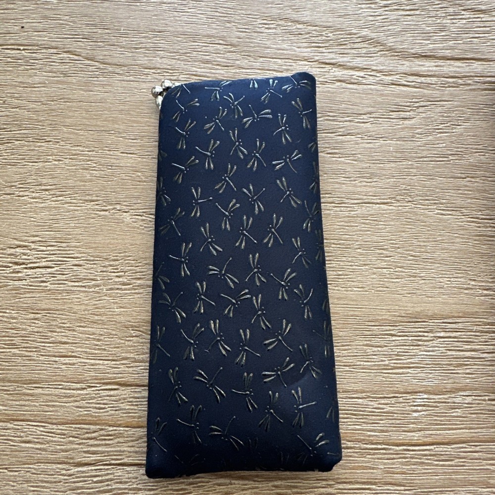 Black Dragonfly Deerskin Glasses Case