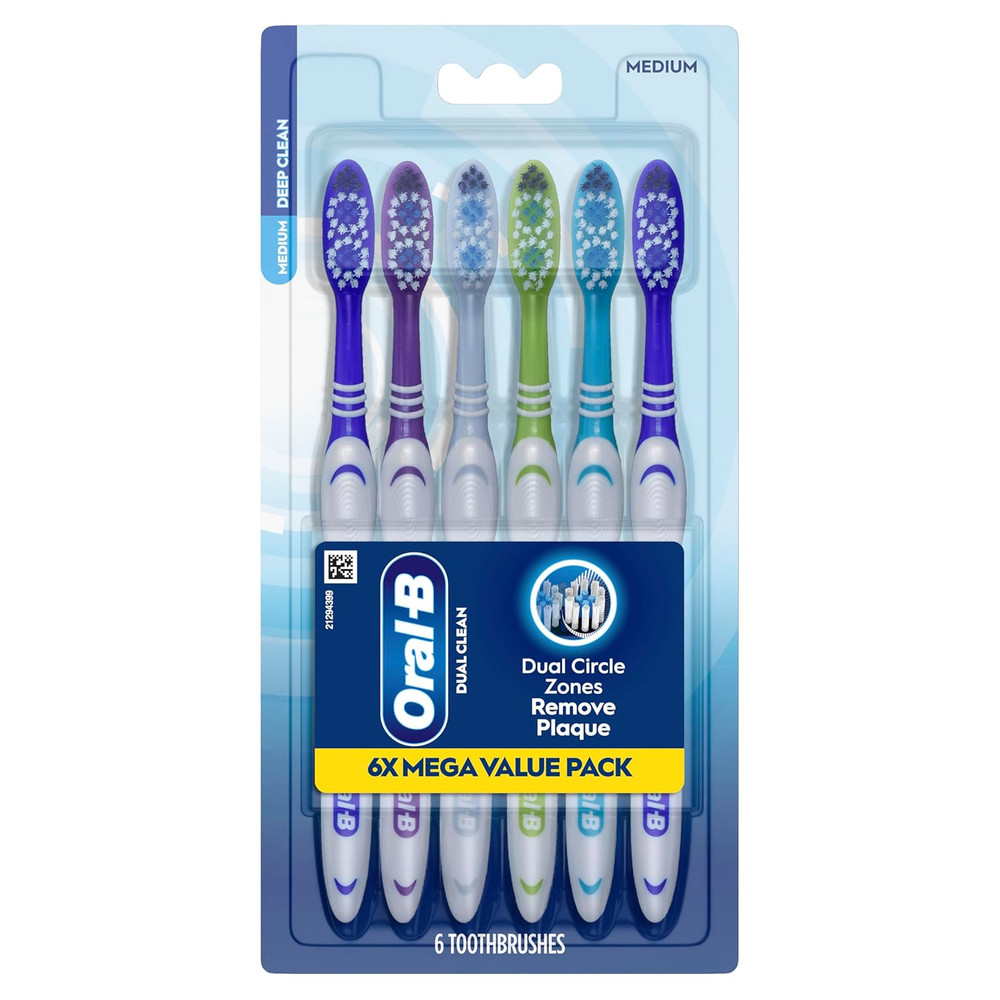 Toothbrush Dual Clean, Medium, 6 Count