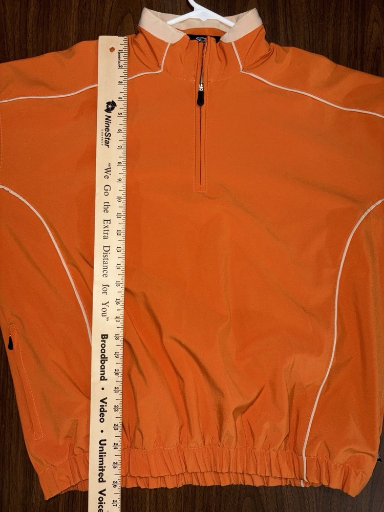 Straight Down Performance 1/4 Zip Golf Pullover Jacket Burnt Orange Mens M
