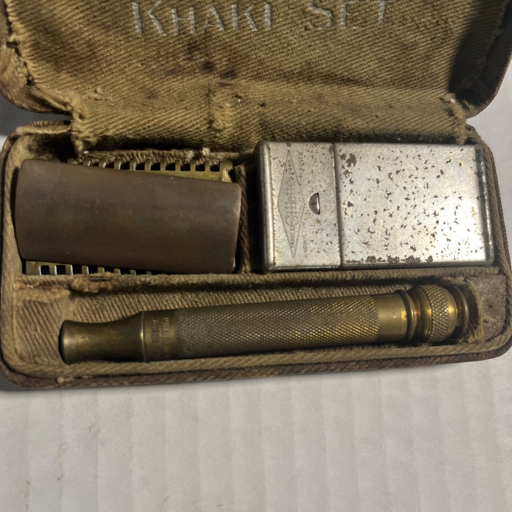 WW1 Gillette "Khaki Set" Razor Kit ORIGINAL Worn Condition