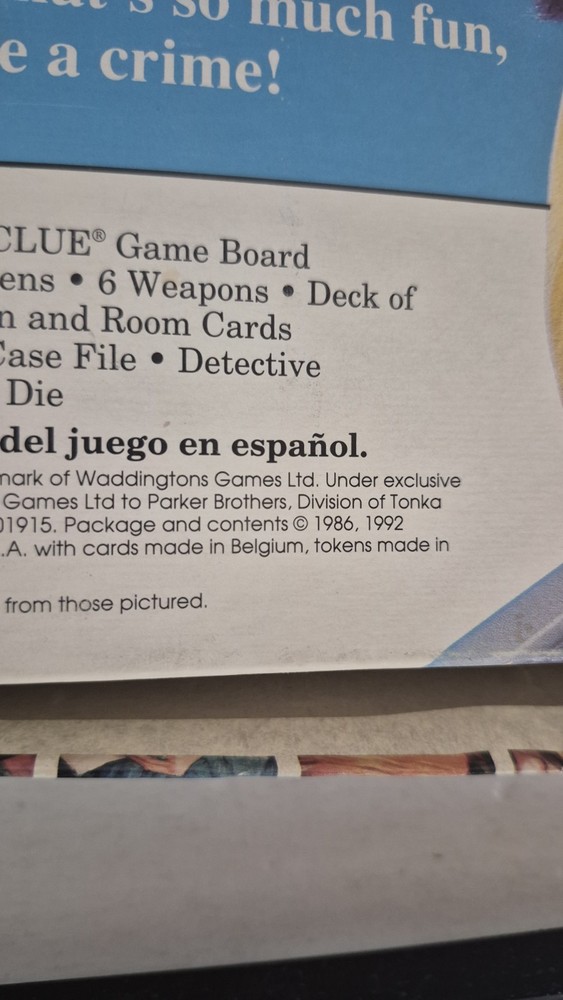 Clue Board Game 1992 Complete