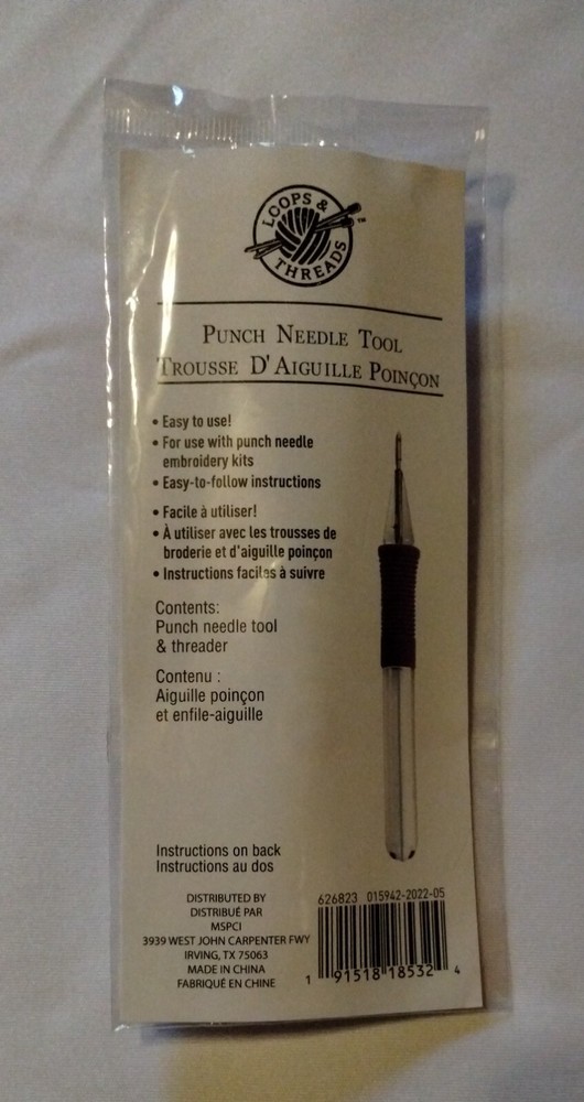 Purple Punch Needle Tool and Threader, Loops and Threads