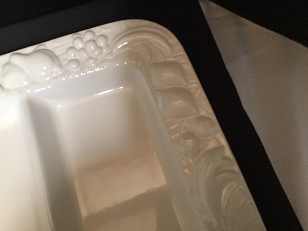 Studio Nova 3 Part Rectangular Divided Server White Emboss Fruit Made In Japan
