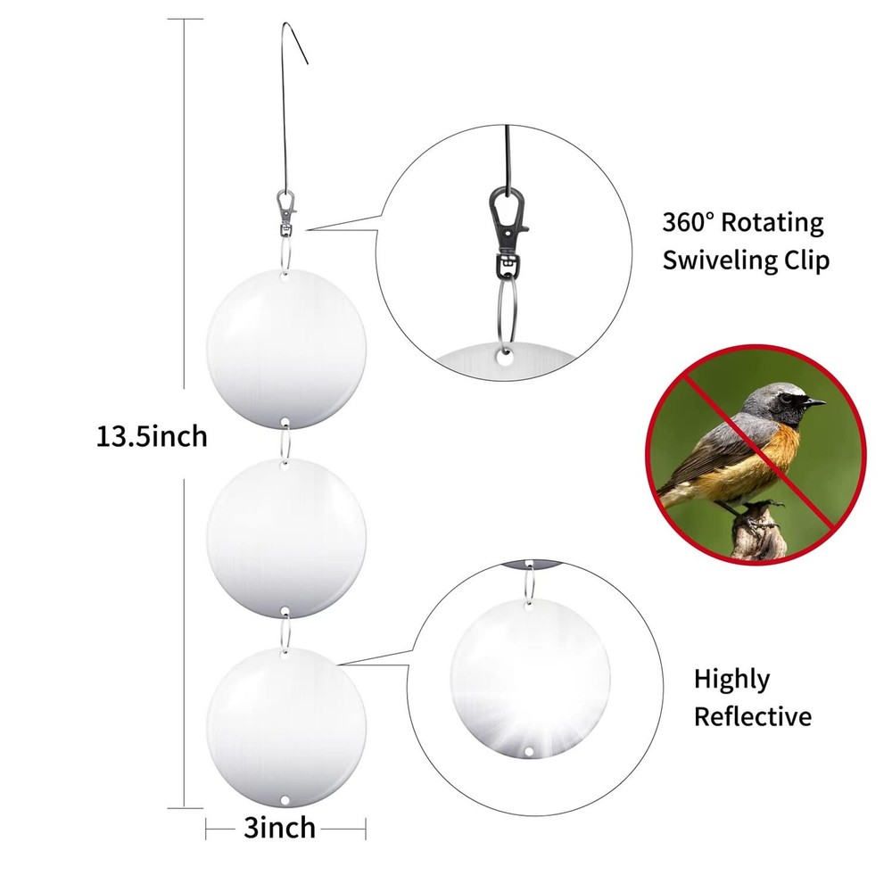 Hedoc Reflective Bird Scare Discs Set, 24PCS Large Double-Sided