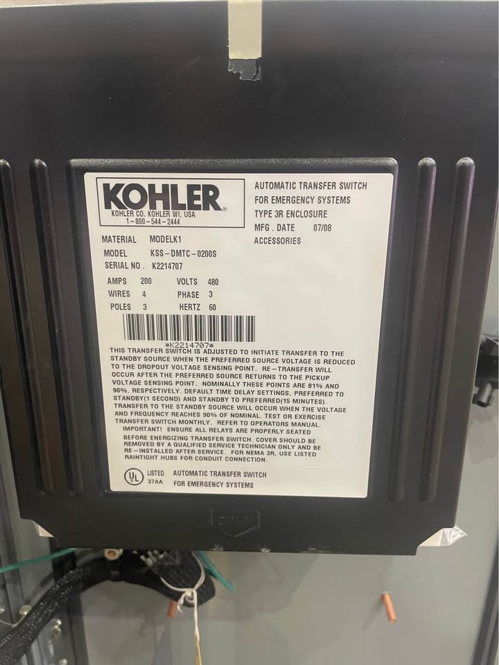 KOHLER AUTOMATIC TRANSFER SWITCH KSS-DMTC-0200S