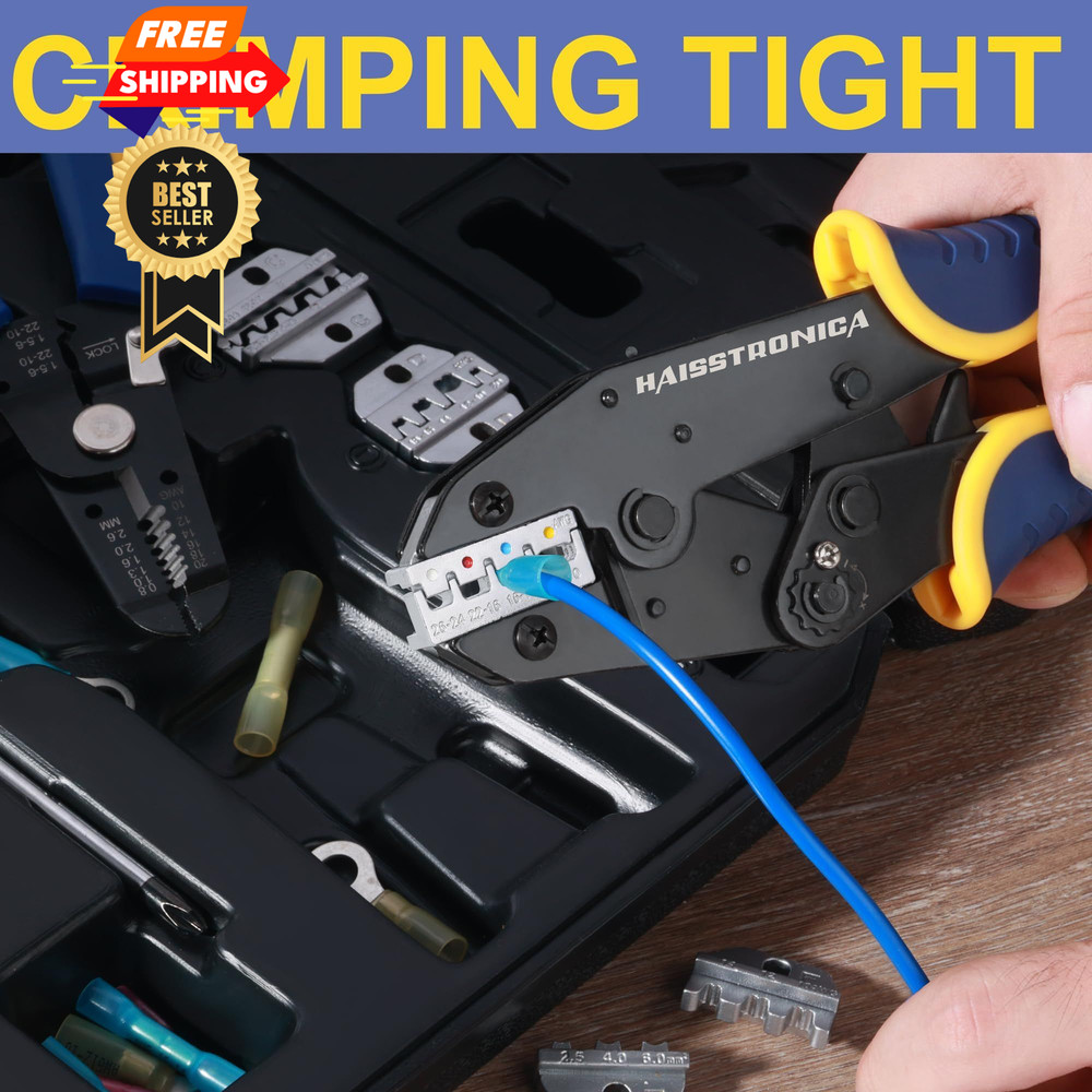 haisstronica 6PCS Crimping Tool Set - Ratchet Wire Compact, Silver