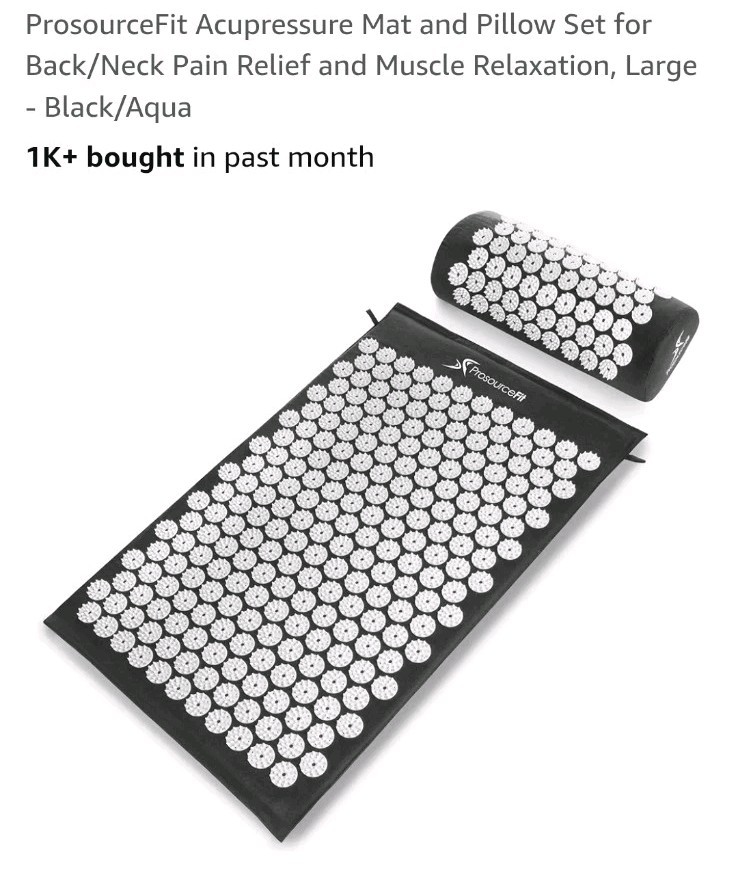 Acupressure Mat and Pillow Set Level 2 Intensity, Black