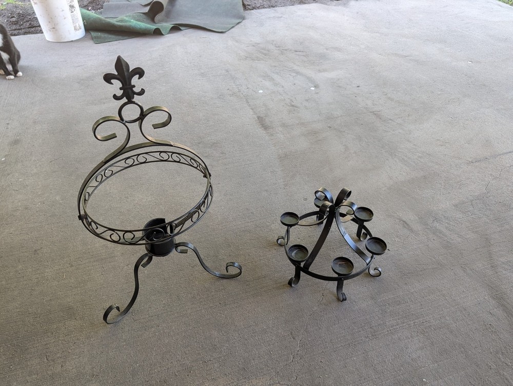 Wright Iron Candle And Glass Ball Holder