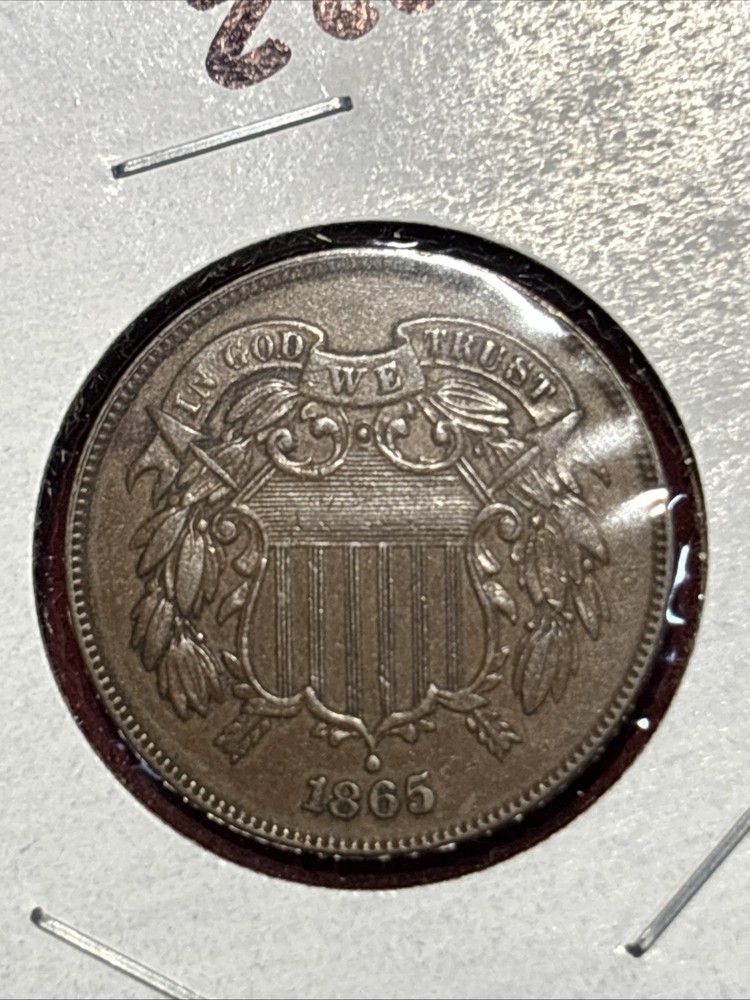 1865 Two Cent Piece Nice No Problem Copper Free Ship