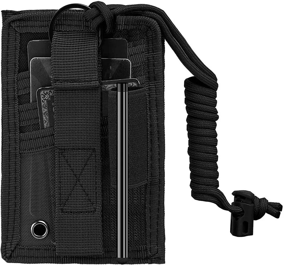 Tactical ID Card Holder with Neck Lanyard Organizer Hook&Loop Patch Badge Holder