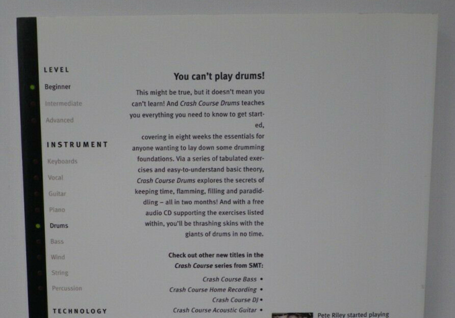 Crash Course Drums Instructional Book and Compact Disc Pete Riley