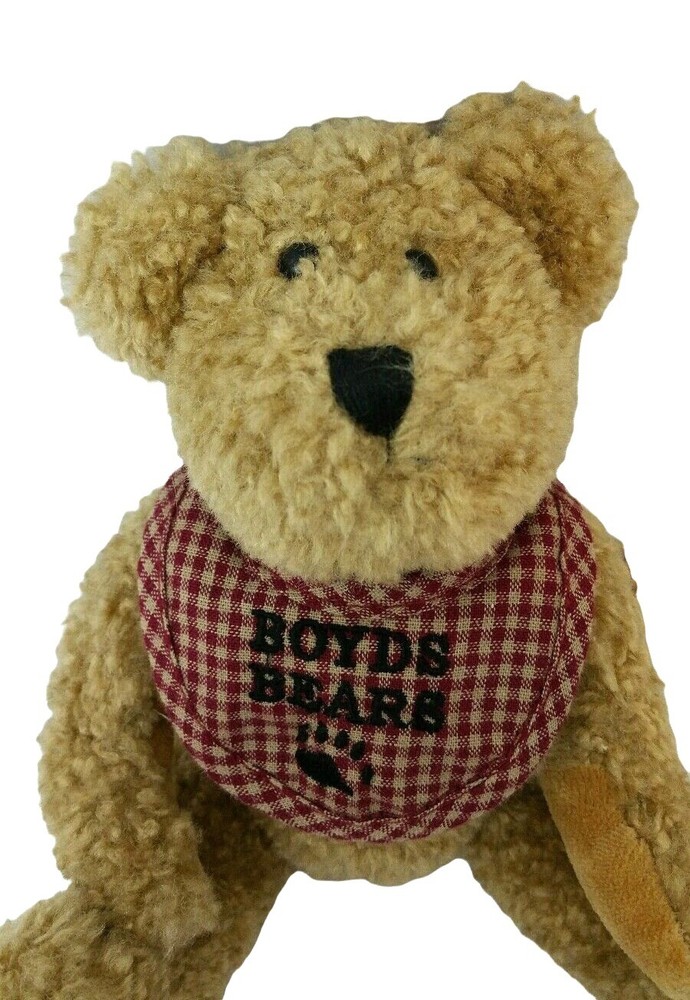 Boyd's Teddy Bear Plush Stuffed Bossley Gingham Bib Jointed 9" Small Archive