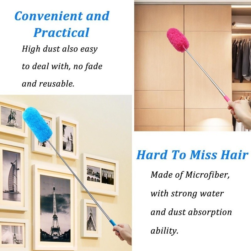 4 Pack Microfiber Duster W/ Extendable Pole Bendable Head Dust Cleaning New