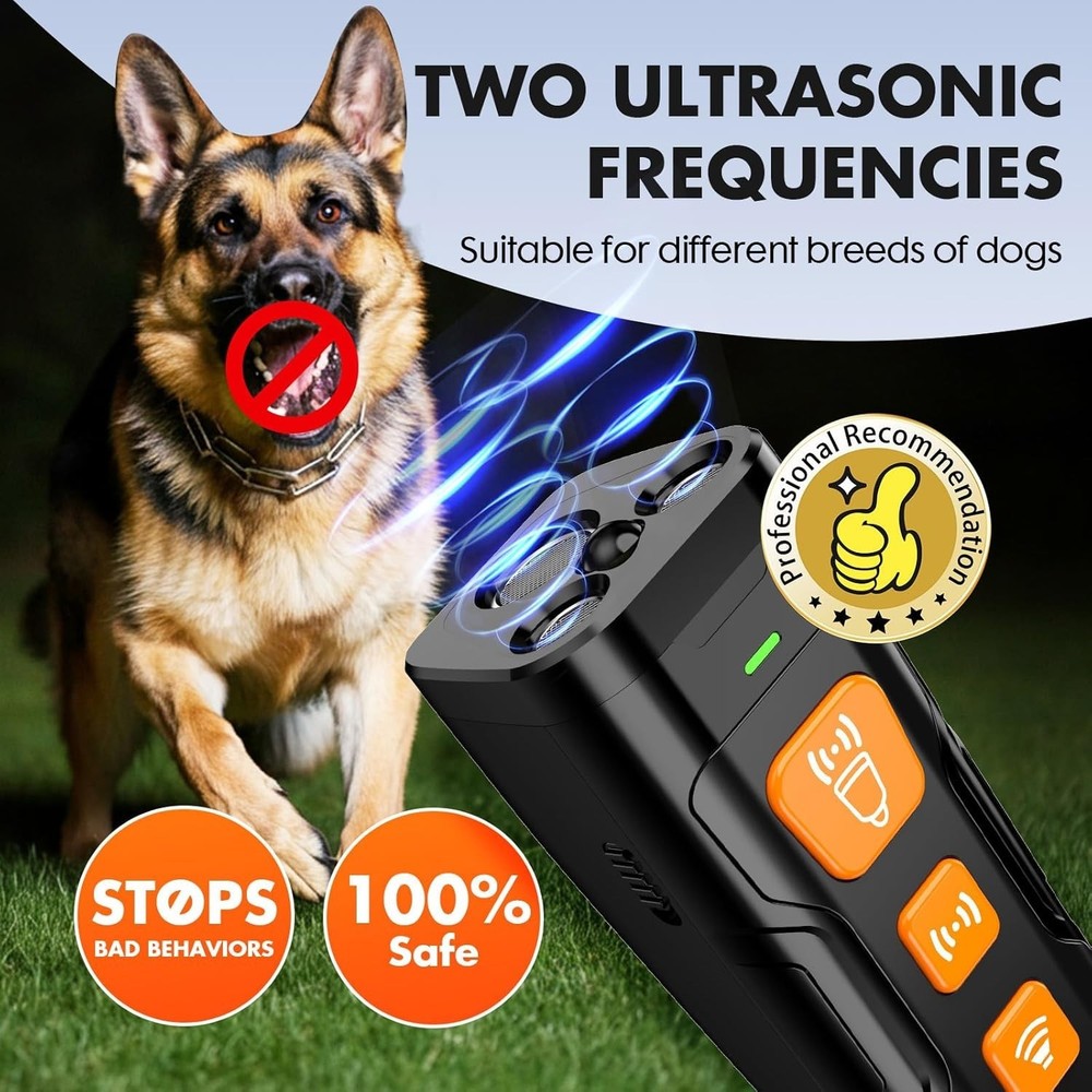 Portable Dog Bark Control Device - Fast Charging, Night Safety & 3X Coverage