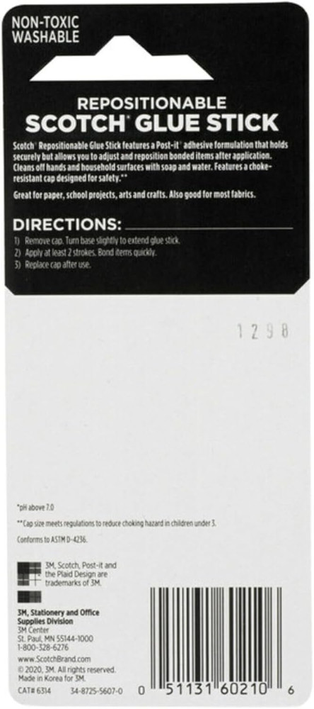 Removable Restickable Glue Stick.49Oz, Repositionable Stick (5-Pack)