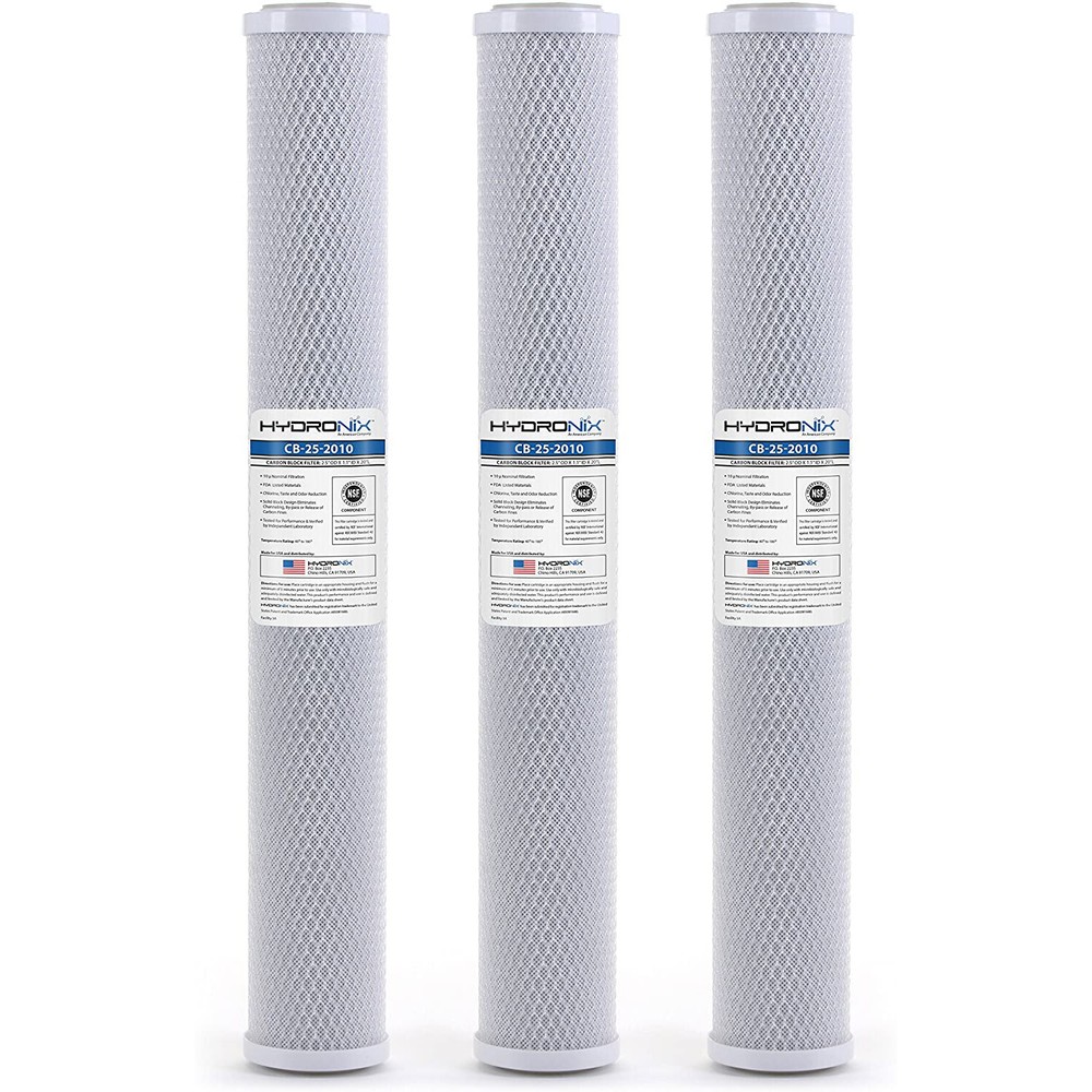 3 Pack RO Coconut Activated Carbon Block Water Filter 10 micron 2.5" x 20"