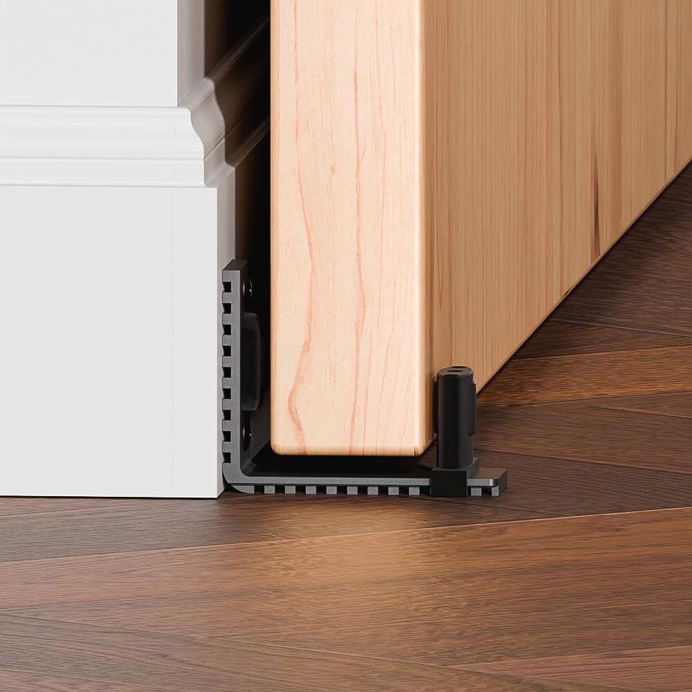 CCJH Upgraded Adjustable Floor Guide Suitable for Sliding Barn Doors,Black