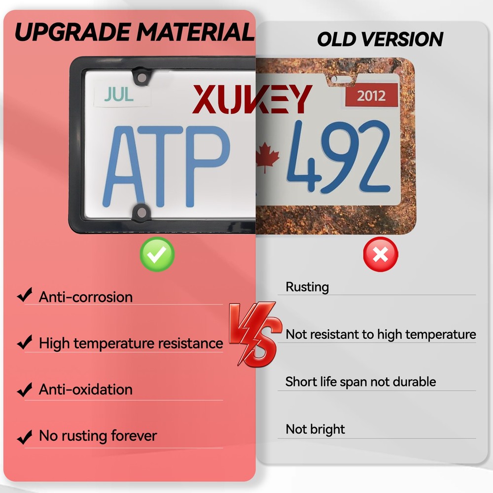 2 Unbreakable License Plate Covers+Frames Auto Tag Shield Protector Front Rear /