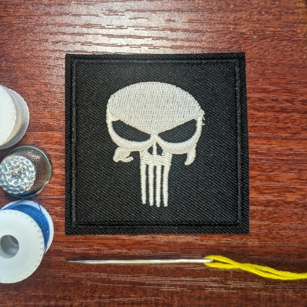 Punisher Patch Frank Castle Marvel Comics Superhero Embroidered Iron On 2.5x2.5"
