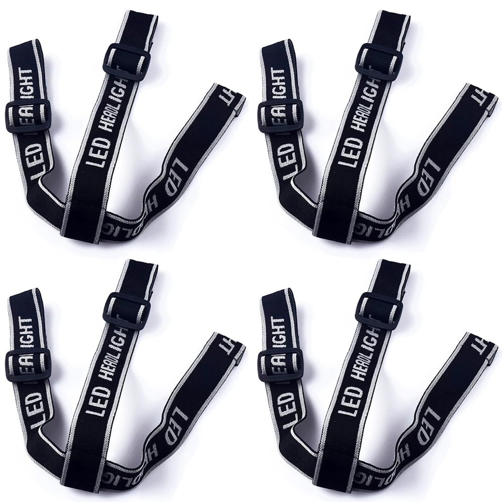 RecDec 4 Pack Headlamp Strap Replacement Headband Head Lamp Elastic Black