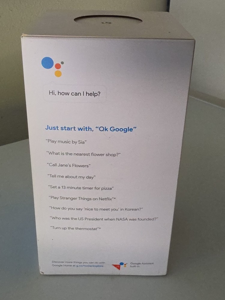NEW Google Home Smart Bluetooth Speaker with Voice Assistant White Slate