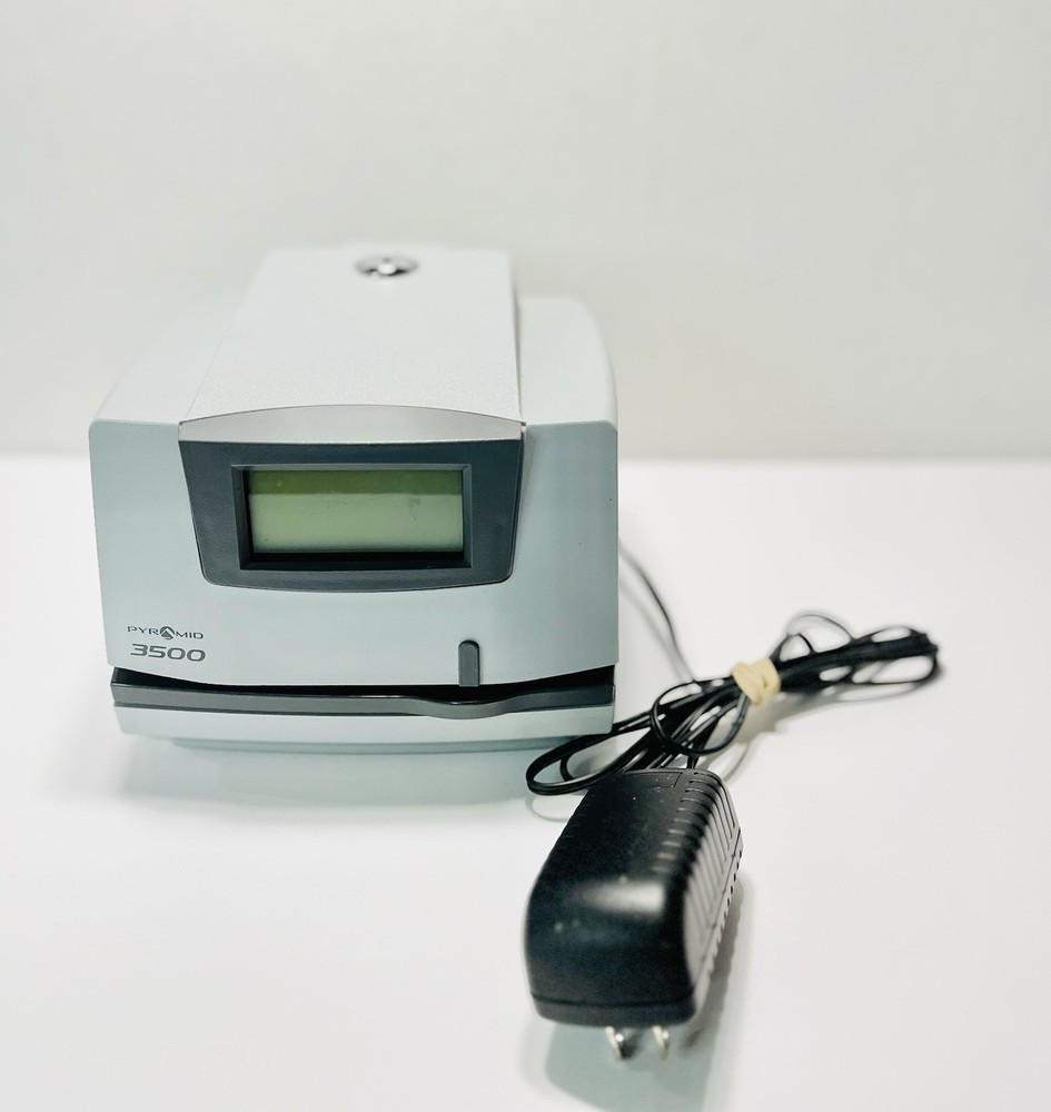 Pyramid Technologies 3500 Time Clock (powers on, no keys, parts) Not Tested