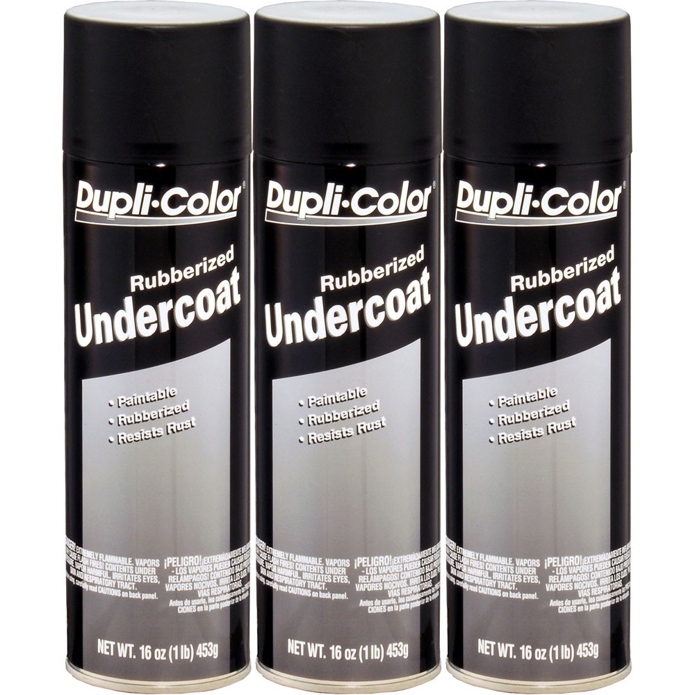 Duplicolor UC101 (3-Pack) Paintable Rubberized Undercoating, Black, 16oz Aerosol