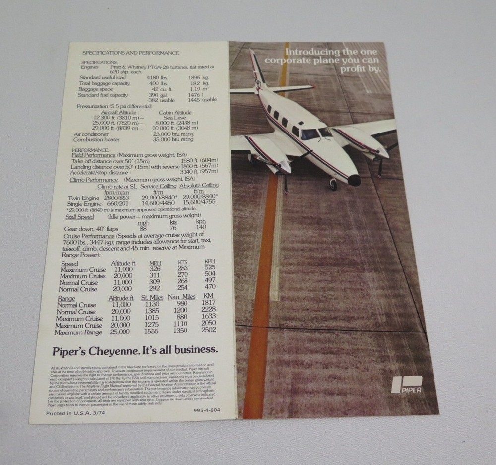 Piper Cheyenne pamphlet 1974
