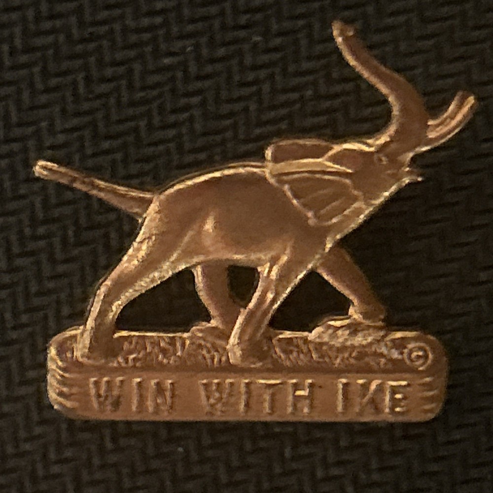 WIN WITH IKE Elephant  7/8” pinback  pin