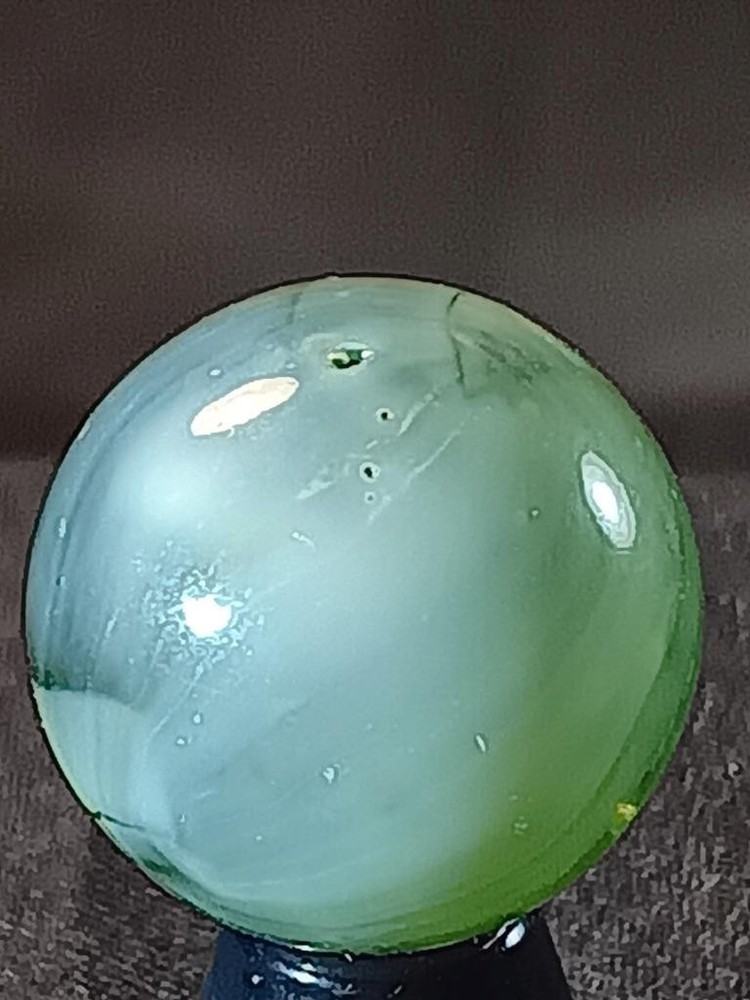 5/8" Master Light Sage Cloud White Brushed Patch on Clear Olive NM Marble A901