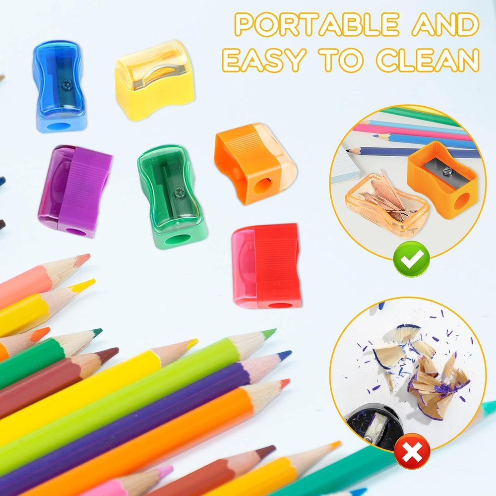 Bulk 144 Mini Pencil Sharpeners – Assorted Colors, Plastic, Portable – Classroom
