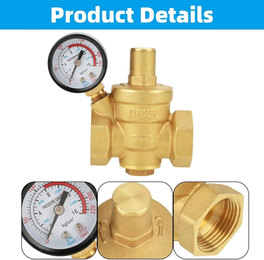 DN25 Water Pressure Regulator 1 inch Valve Brass...